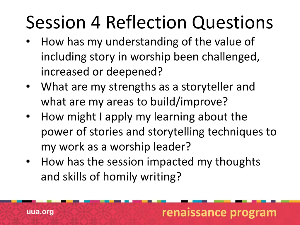 session 4 reflection questions