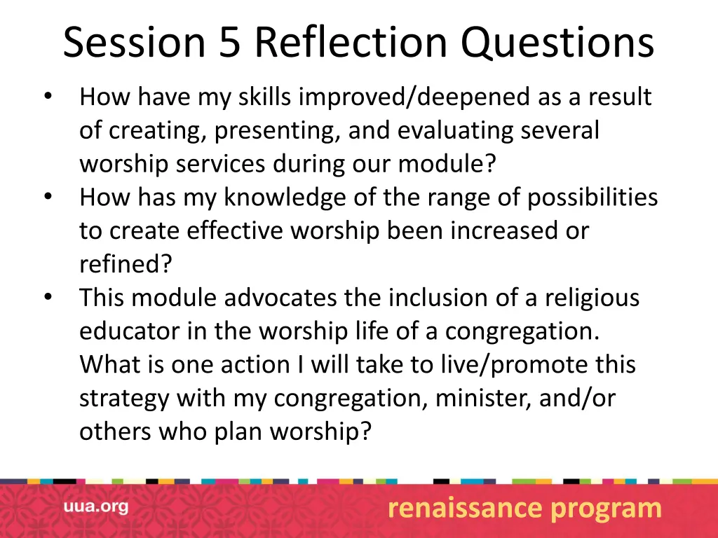 session 5 reflection questions