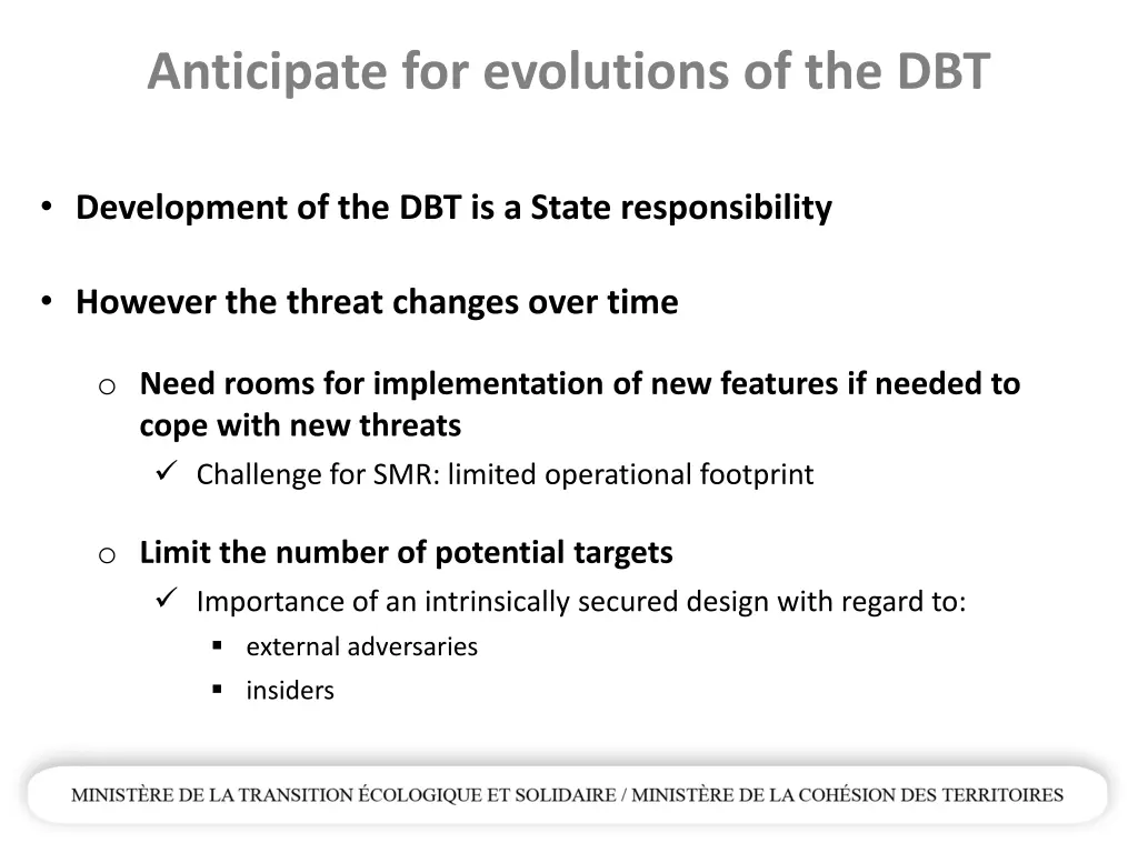 anticipate for evolutions of the dbt