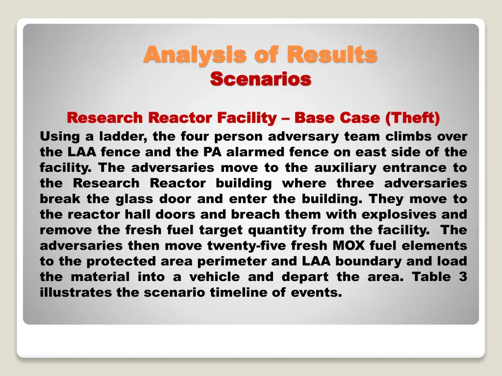 analysis of results analysis of results scenarios 1