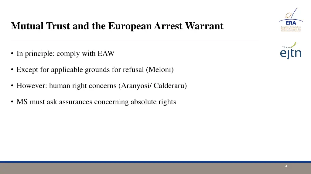 mutual trust and the european arrest warrant