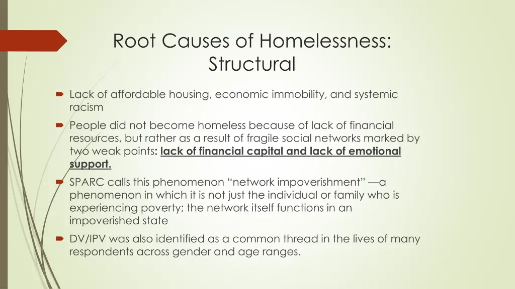 root causes of homelessness structural