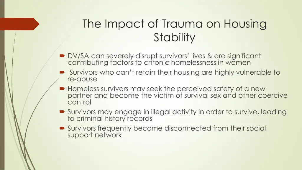 the impact of trauma on housing stability