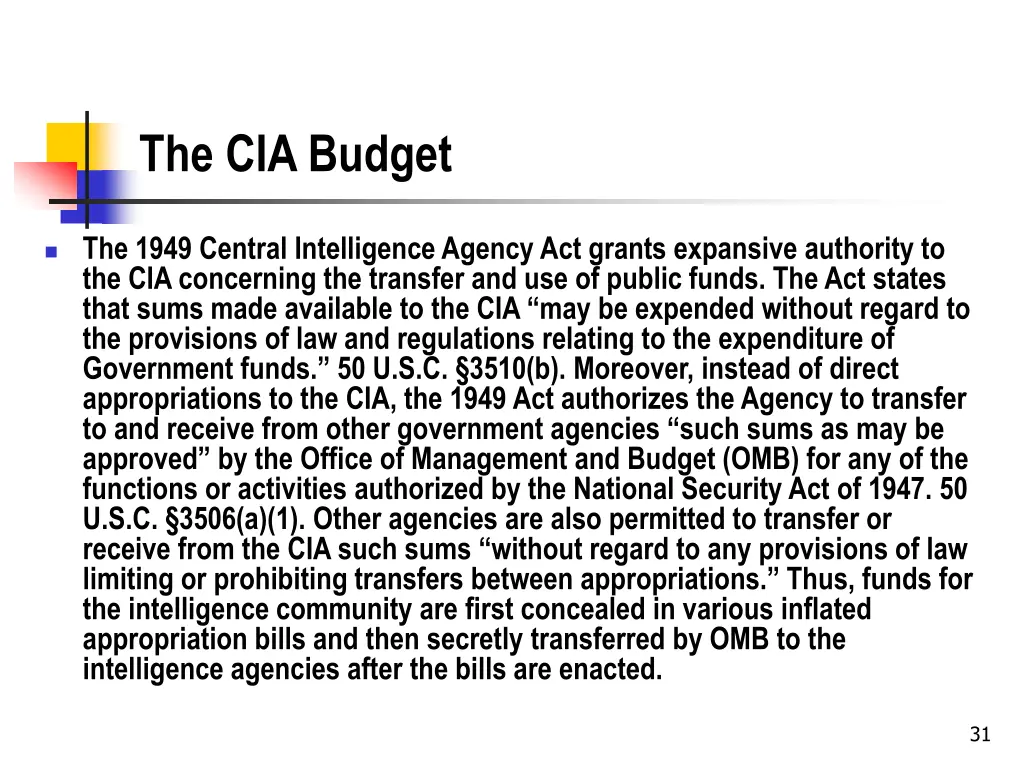 the cia budget