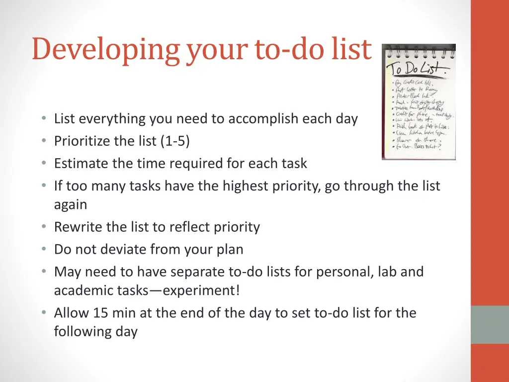 developing your to do list