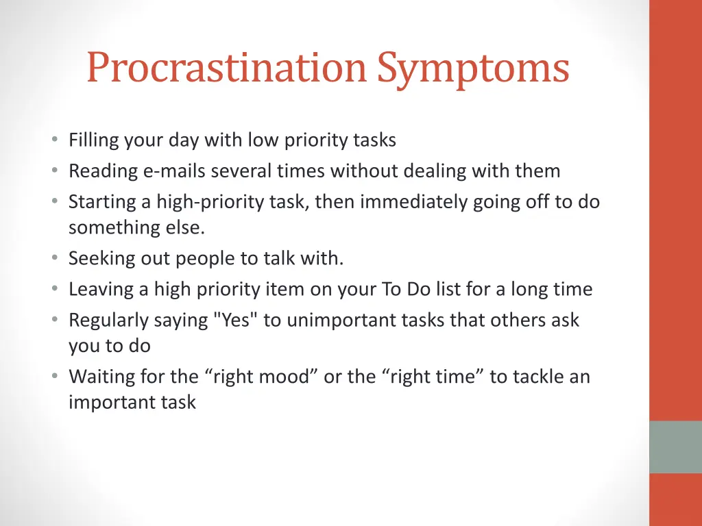 procrastination symptoms