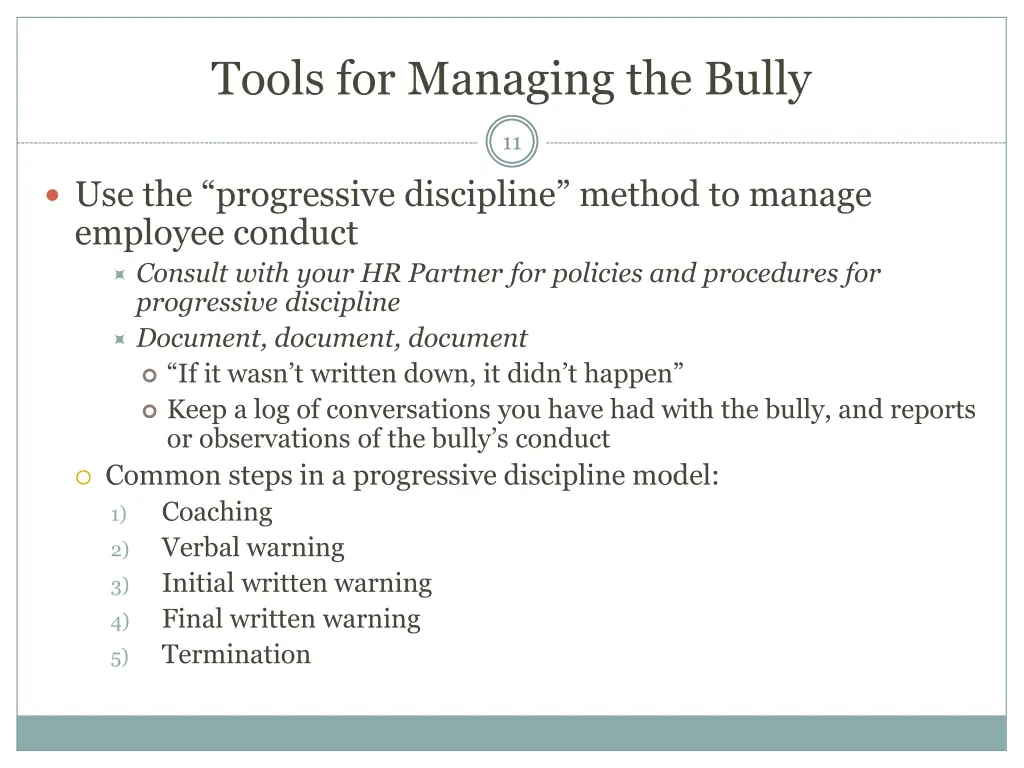 tools for managing the bully 1