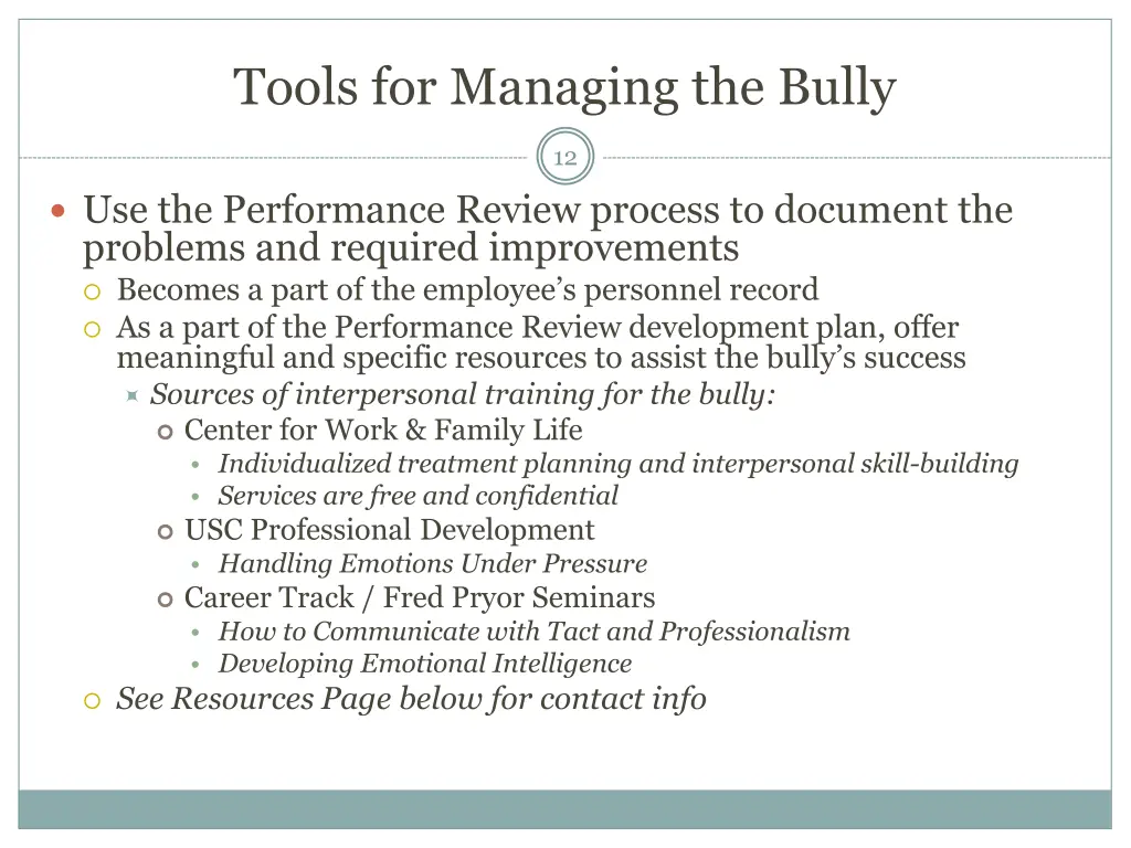 tools for managing the bully 2