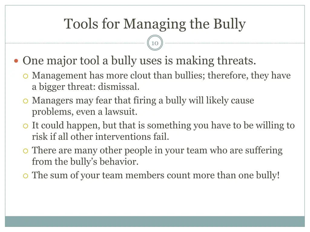 tools for managing the bully