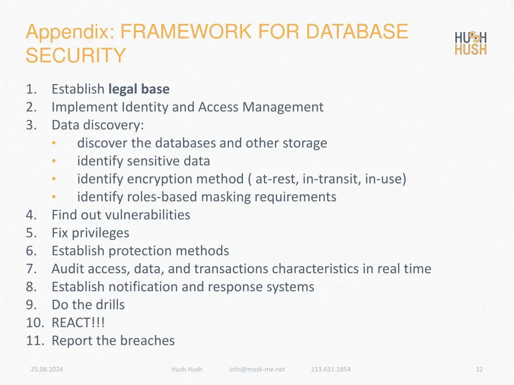 appendix framework for database security