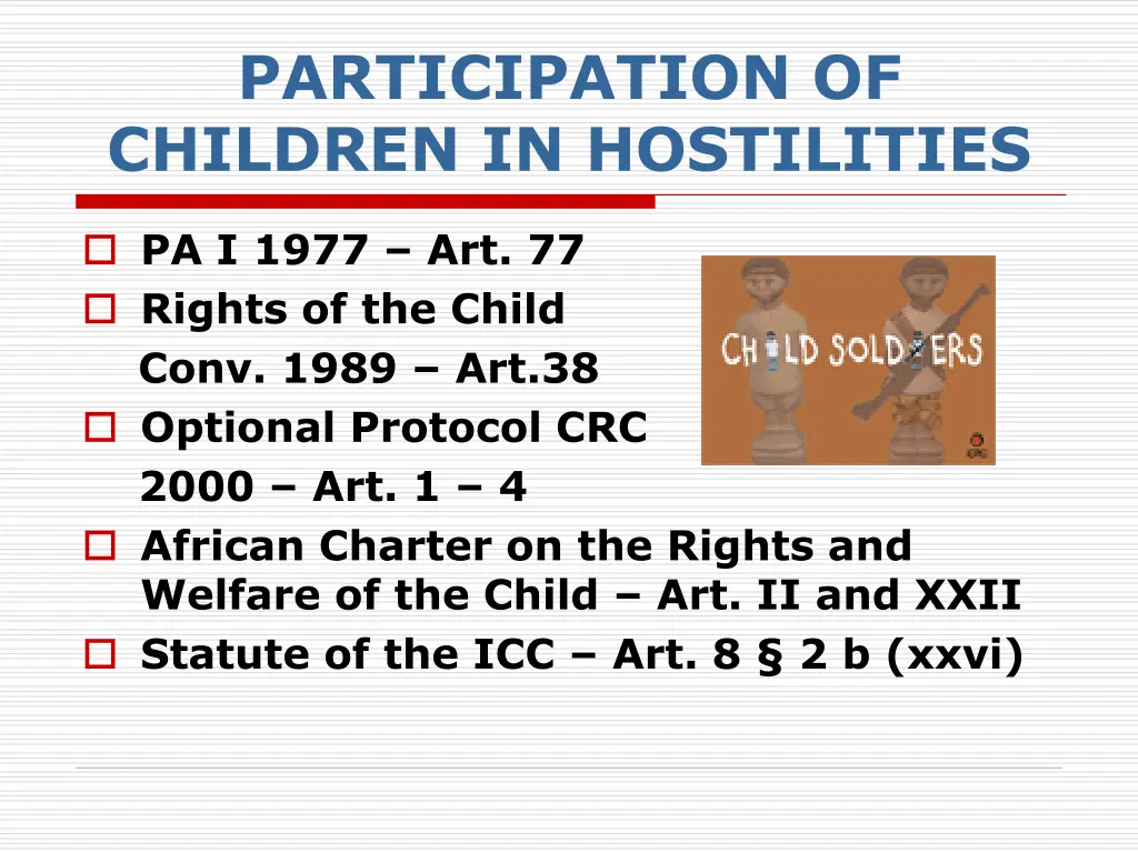 participation of children in hostilities