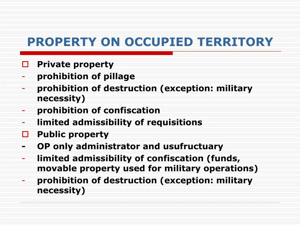 property on occupied territory