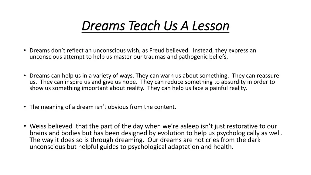 dreams teach us a lesson dreams teach us a lesson