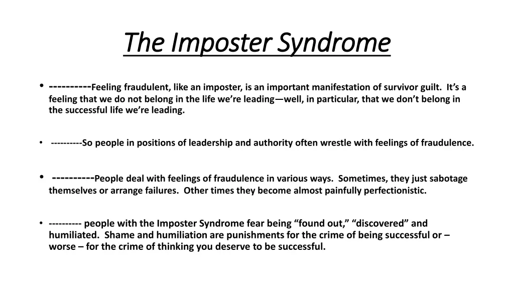 the imposter syndrome the imposter syndrome