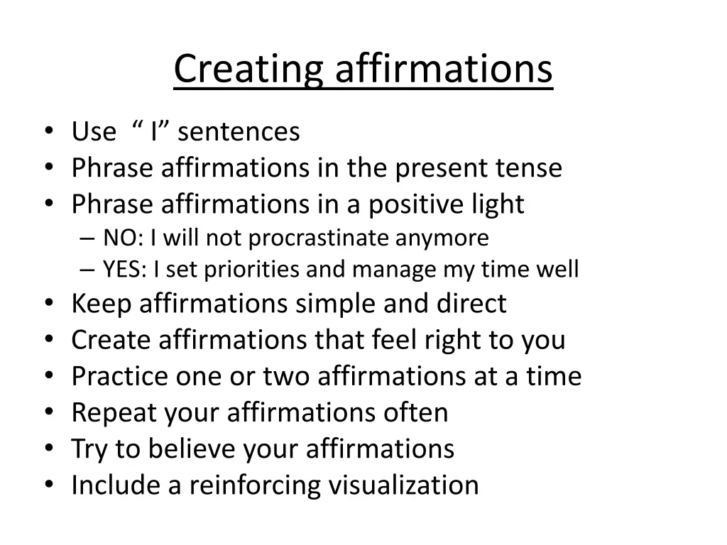 creating affirmations