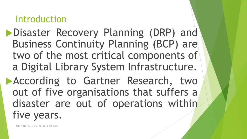 introduction disaster recovery planning