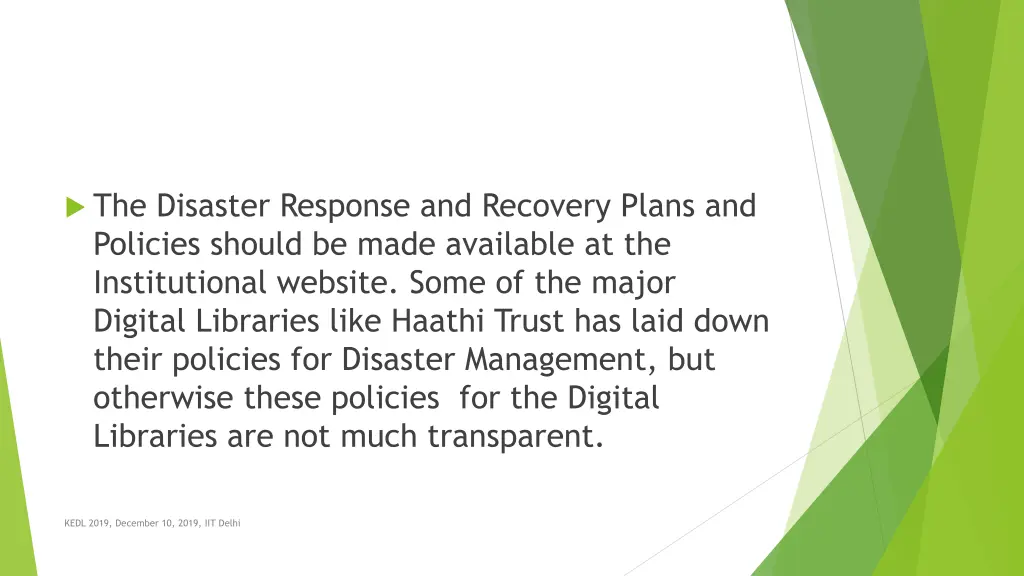 the disaster response and recovery plans