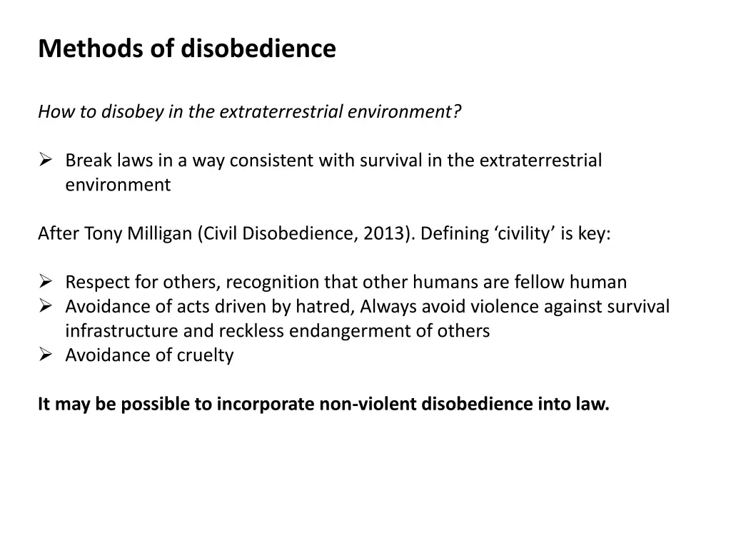 methods of disobedience