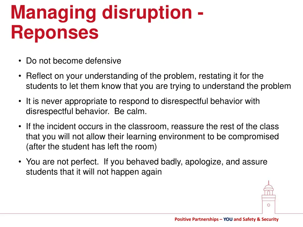 managing disruption reponses