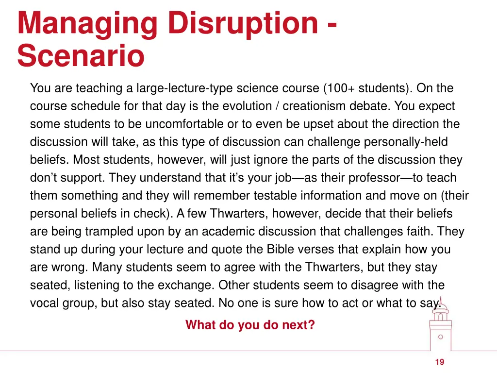 managing disruption scenario 1