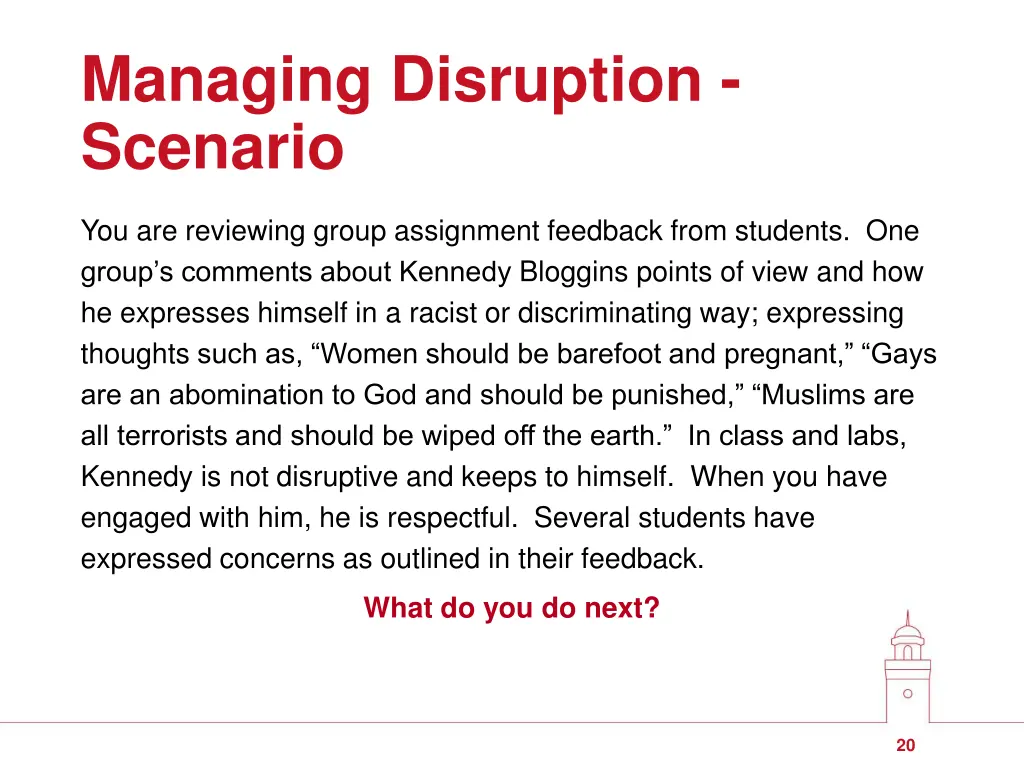 managing disruption scenario 2