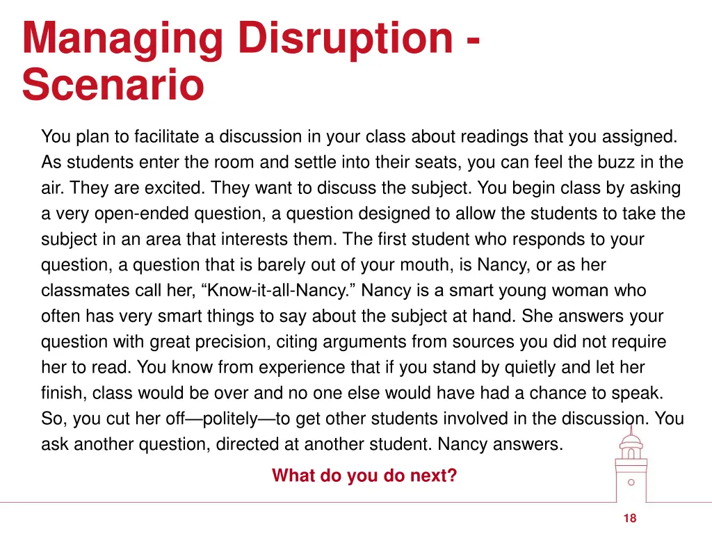 managing disruption scenario