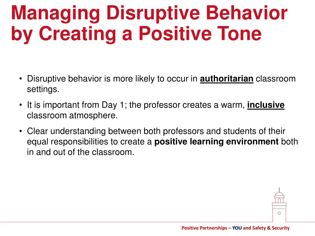 managing disruptive behavior by creating