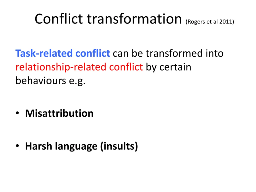 conflict transformation rogers et al 2011