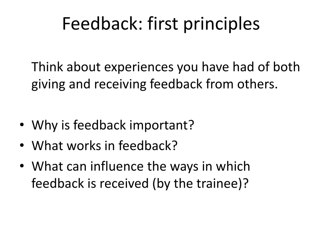 feedback first principles