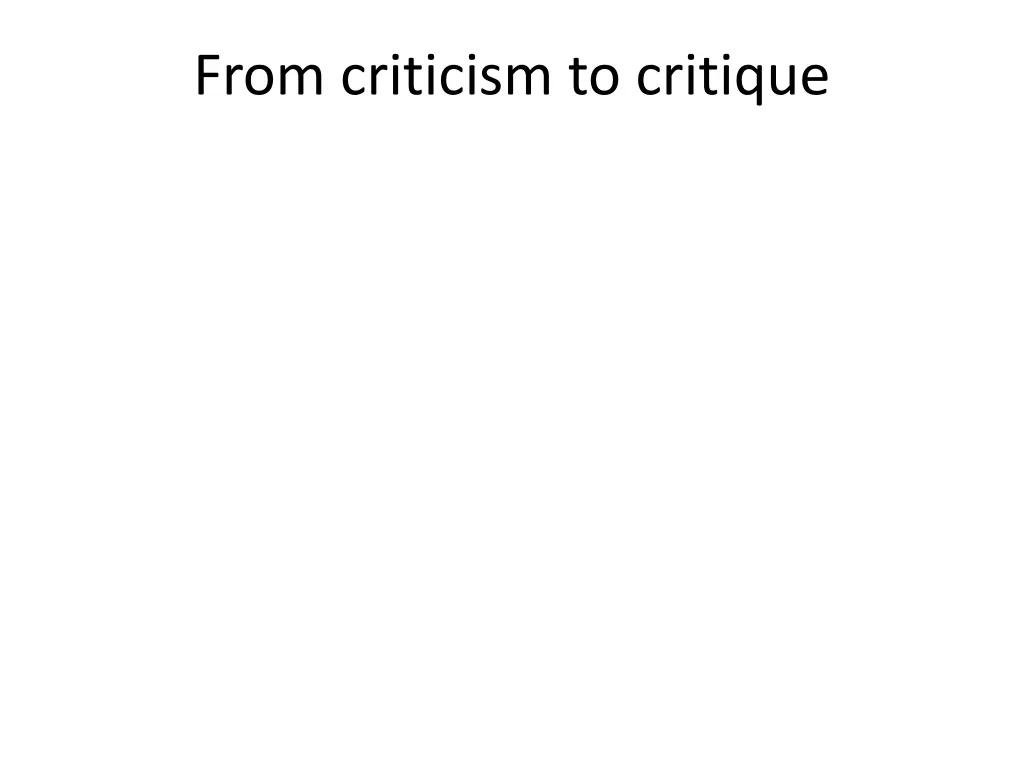 from criticism to critique