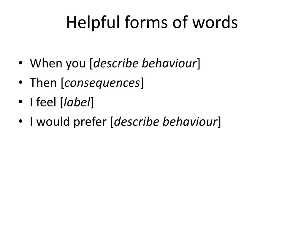 helpful forms of words