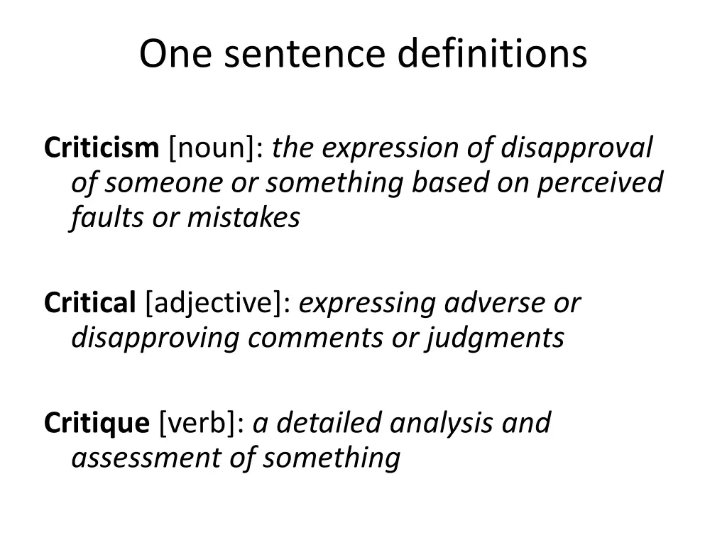 one sentence definitions 1