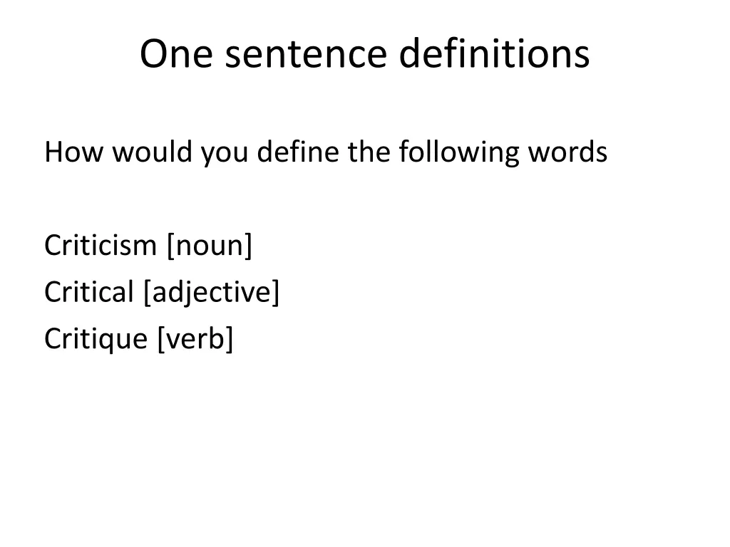 one sentence definitions