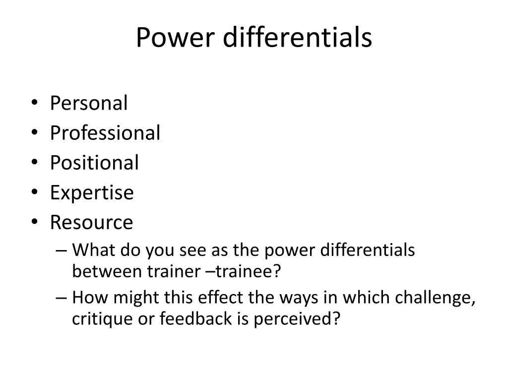 power differentials