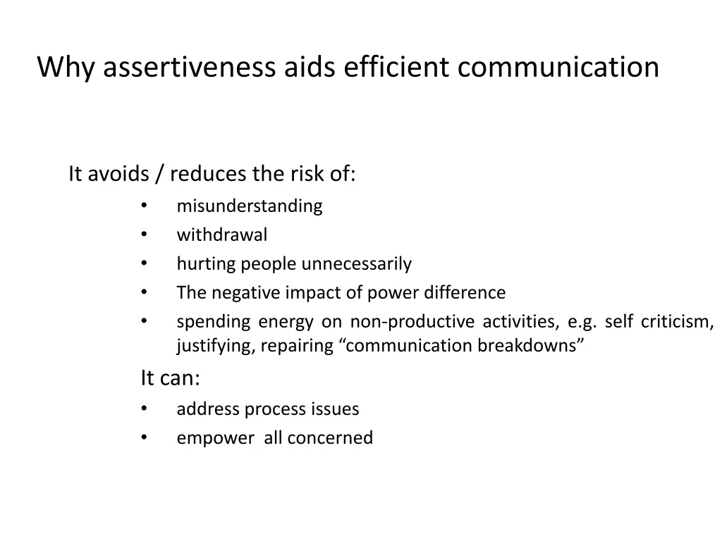 why assertiveness aids efficient communication