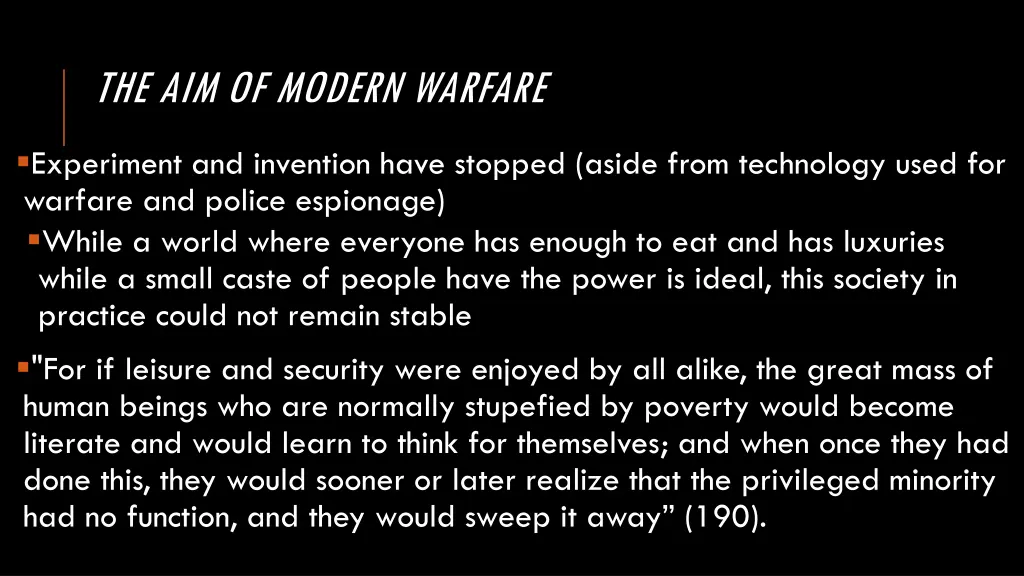 the aim of modern warfare 1