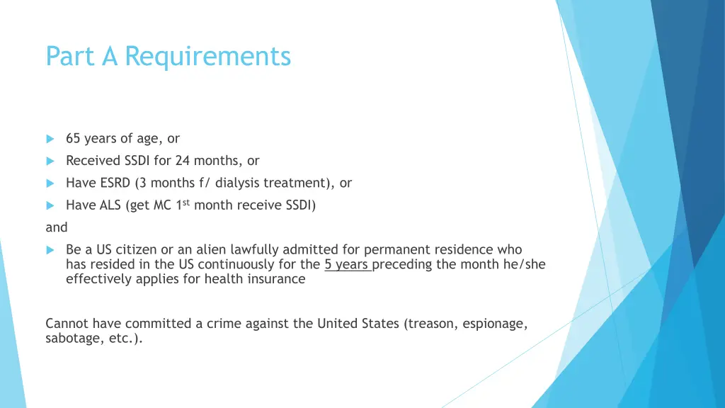 part a requirements