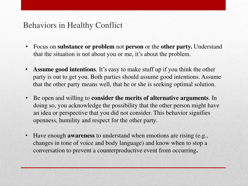 behaviors in healthy conflict