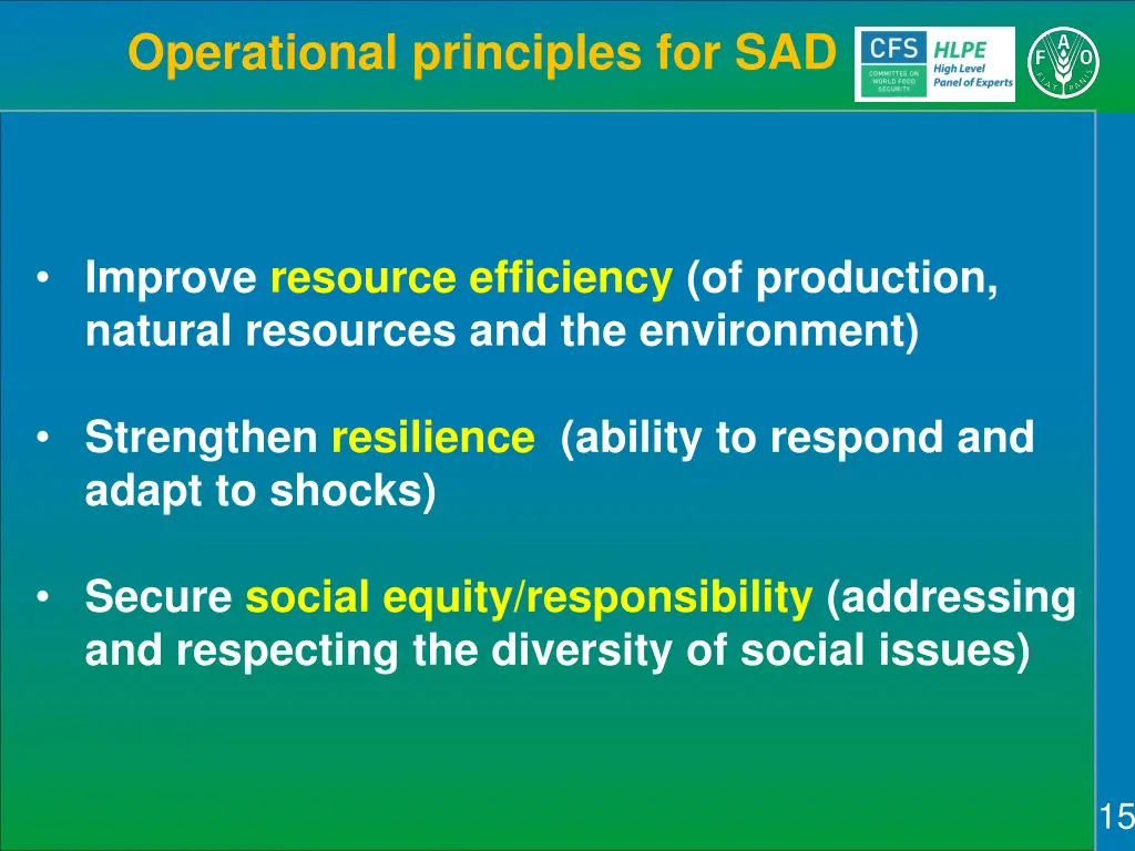 operational principles for sad