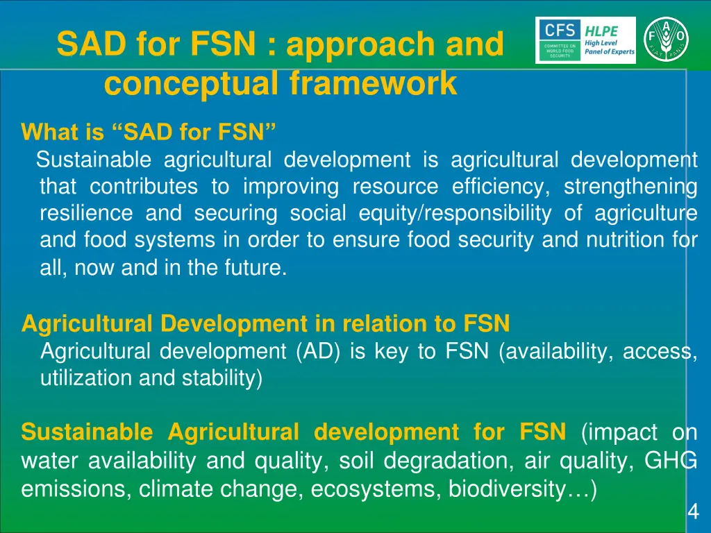 sad for fsn approach and conceptual framework