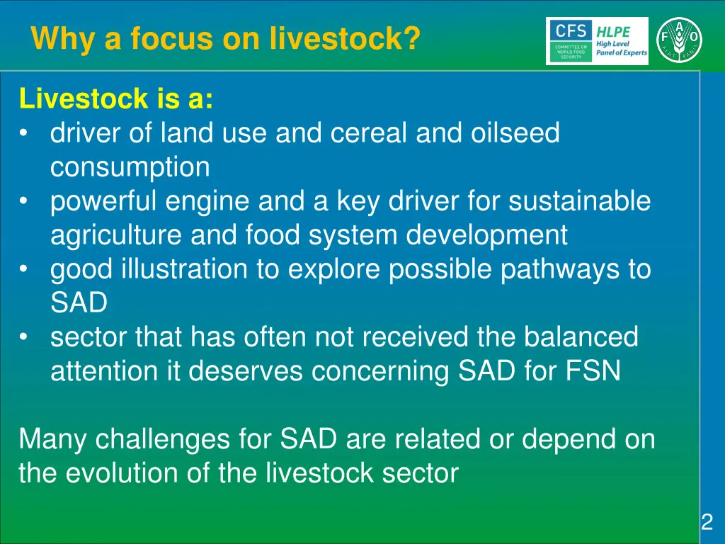 why a focus on livestock