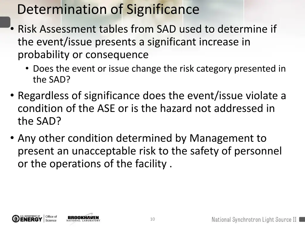 determination of significance