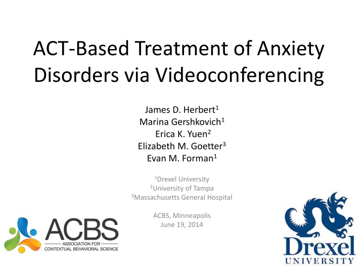 act based treatment of anxiety disorders