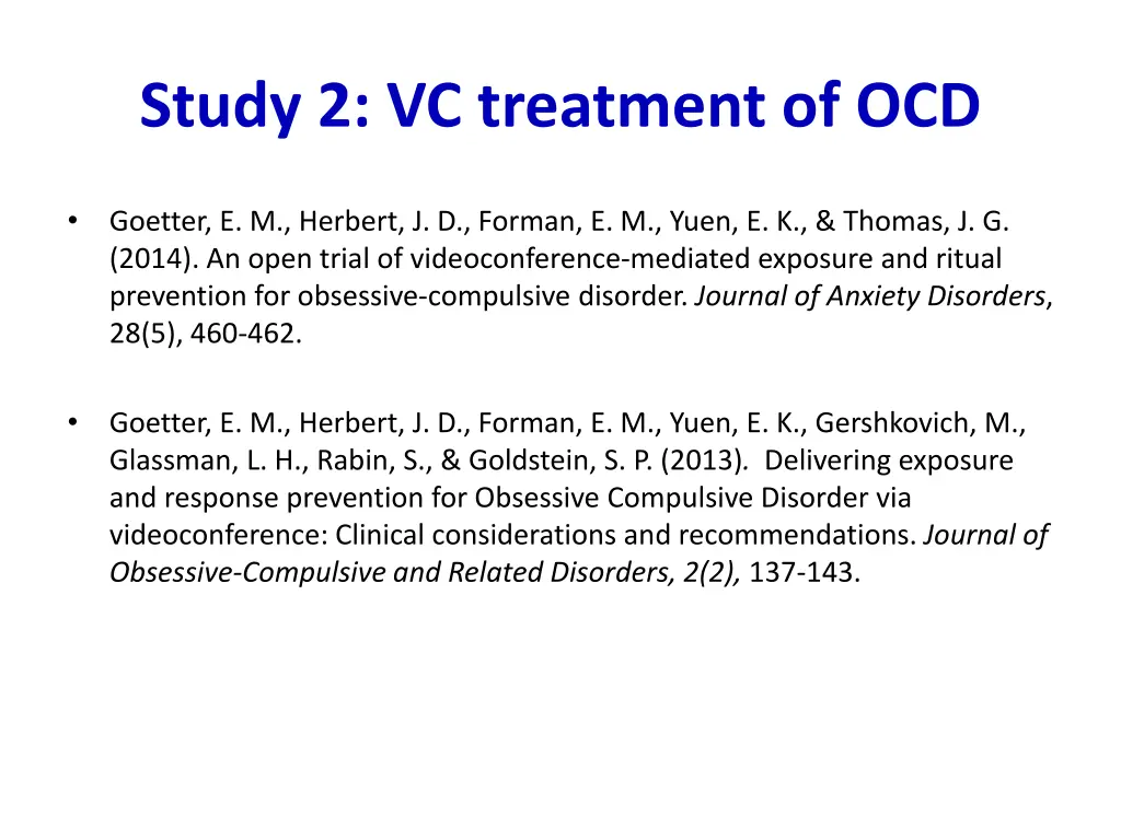 study 2 vc treatment of ocd