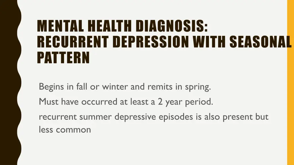 mental health diagnosis recurrent depression with