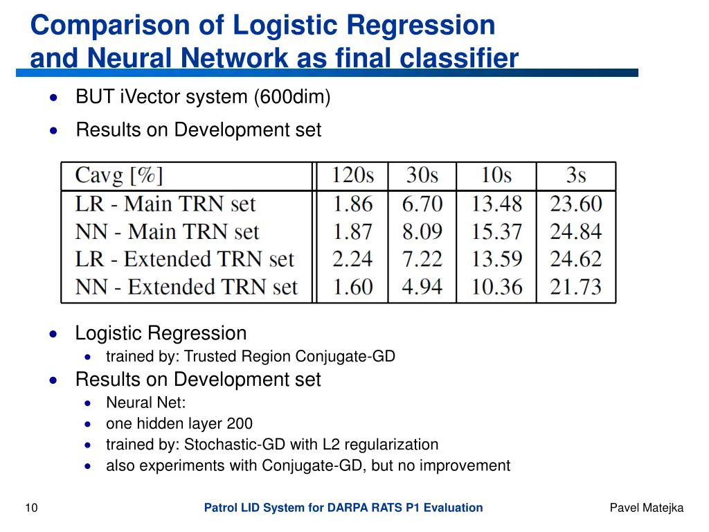 comparison of logistic regression and neural