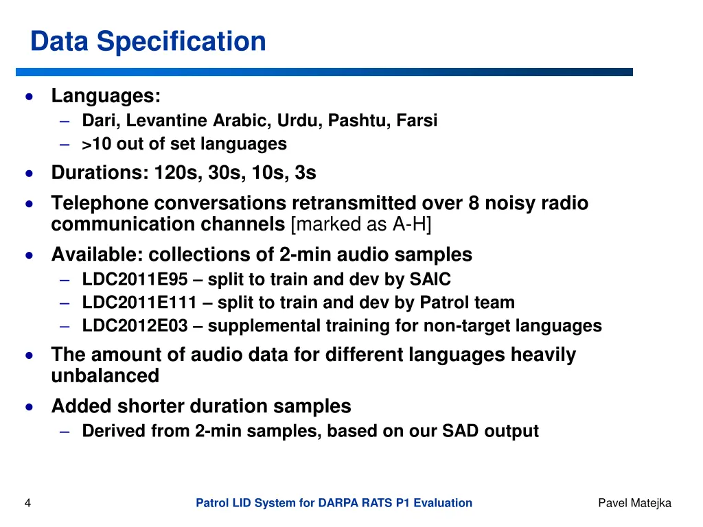 data specification