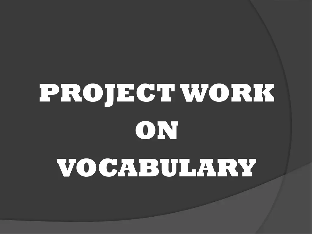 project work on vocabulary