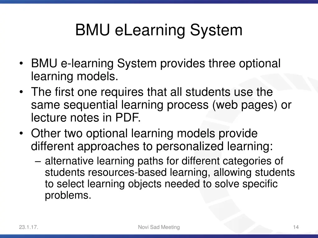 bmu elearning system