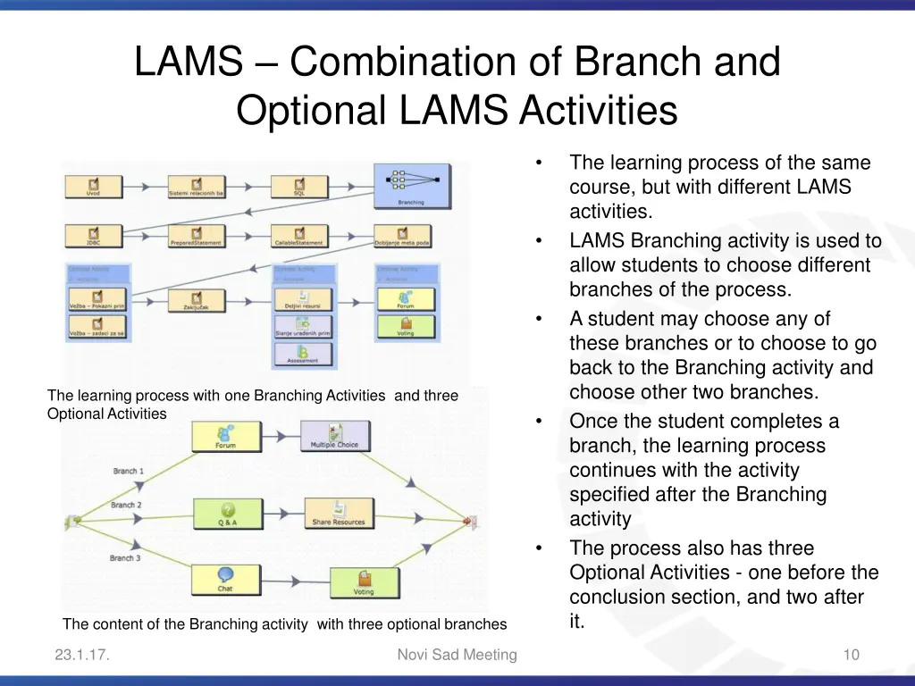 lams combination of branch and optional lams